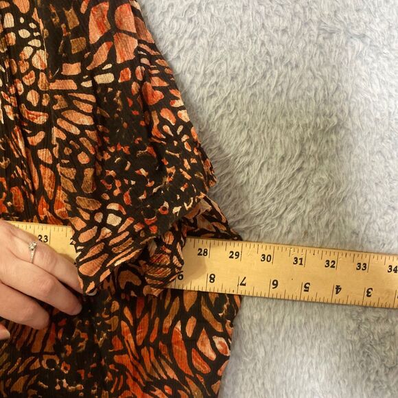 Roamans womens short sleeve button down blouse career artsy career crinkle 28W - Picture 8 of 9